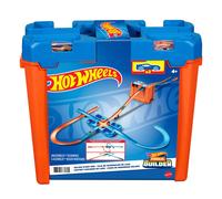 Hot Wheels Track Builder Deluxe Stunt Box, Over 5 metres Track Builder System, Head-to-Head Stunt Tracks with Dual Launchers, Includes 2 Toy Cars, To