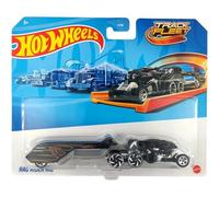 Hot Wheels Track Fleet, 1:64 Rag Rider Rig Die-Cast Toy Vehicle, Combined Cab & Trailer That Works On Tracks 3 Years & Above, Black