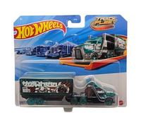 Hot Wheels Track Fleet Speed Hauler, Die-Cast Truck with Trailer, Green and Black