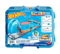 Hot Wheels Track Set, Blue Deluxe Track Builder Pack with Wind-Themed Accessories in Stackable Toy Storage Box with 1 Hot Wheels Car, HNJ67