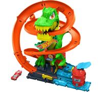 Hot Wheels Track Set City T-Rex Blaze Battle Playset And 1:64 Scale Die-Cast Vehicle