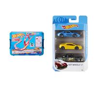 Hot Wheels Track Set, Fire-Themed Track Set & 1 Hot Wheels Car, 16 Track-Building and Stunting & Hot Wheels 3 Car Pack, Multipack of 3 Hot Wheels Vehicles, Instant Starter Set, Collection of 1:64 S