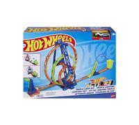 Hot Wheels Track with 1 Hot Wheels Car, Triple Loop Kit Track Set, Slam Launch Car through 3 Loops, Connects to Other Sets, HMX38