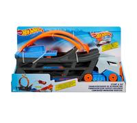 Hot Wheels Transporter Truck Mobile Play Age 4+ Set Large Loop Collapsible Launcher Room for 18 Die-Cast 1:16 Vehicles Ages 3 and Up, GCK38