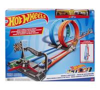 Hot Wheels Action Double Loop Dash Track Set & 2 Diecast Toy Cars