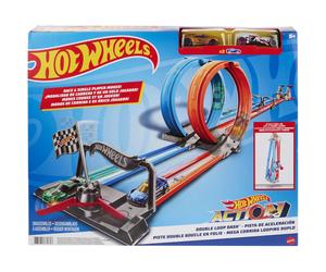 Hot Wheels Two-Track Looping and Straight Parts Large Loopings & 2 Toy Vehicles