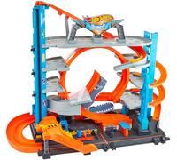 Hot Wheels Ultimate Garage City Playset with Multi-Level Racetrack, 3 Foot Tall Track with Shark, Parks 100 Cars, Includes 2 Toy Cars, Toys for Ages 5 to 8, One Pack, FTB69
