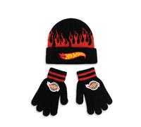 Hot Wheels Unisex Kids Black Character Beanie and Gloves Set (One Size)