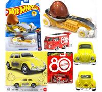Hot Wheels VW 80th Premium + Peep Beetle Car Retro Bug & Egg Shell Racer - Volkswagen Kool Kombi 80th