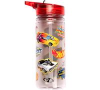 Hot Wheels Water bottle with straw 580 ml 100% Leakproof Durable School Water Bottle Strong Plastic and BPA free - Black