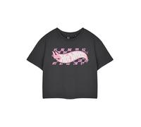 Hot Wheels Womens Grey Cropped Tee | Pastel Graphic Logo Short Sleeve T-Shirt | Retro Logo Apparel for Ladies | Vintage Logo Streetwear Clothing Merchandise Gift