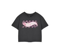 Hot Wheels Womens Grey Cropped Tee | Pastel Graphic Logo Short Sleeve T-Shirt | Retro Logo Apparel for Ladies | Vintage Logo Streetwear Clothing Merchandise Gift