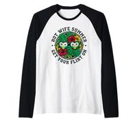 Hot Wife Summer Get Your Flirt On Glasses Raglan Baseball Tee