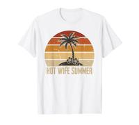 Hot Wife Summer Y2K Aesthetic Bride Era Retro Sunset Art Value Graphic T-Shirt, Men, White, M