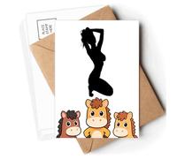 Hot Woman Squats Outline Postcards Envelopes Cards Mailing Year Horse