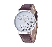 Hot Women Leather Watch Whatever I Am Late Anyway Letter Watch Strap Leather (Brown, One Size)