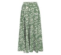 HOT1950s Army Green Ladies Skirts Elasticated Waist Flower Print Summer Midi Skirts Boho Flowy Casual High Waisted A-Line Skirt Plus Size Heavyweight Flare Skirt for Performance Size XXL