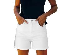 HOT1950s Denim Shorts for Women High Waisted Ripped Casual Jean Shorts Drawstring Oversized Denim Shorts with Pockets Elasticated Waist Heavyweight Bottoms for Beach Party