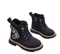 HOT1950s Girls Boots Solid Color Leather Butterfly Wing Boots Knitted Elasticated Lace-up Soft Sole Casual Ankle Shoes Non-slip Outdoor Footwear Comfortable Flat Breathable Shoes