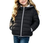 HOT1950s Girls Hooded Puffer Jacket - Zip Up, Quilted Puffy, Lightweight, Long Sleeve, Padded Down, Windproof, Outdoor Jackets With Zip Pockets Warm Winter Coat Kids 1-13 Years
