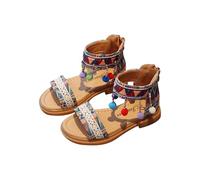 HOT1950s Girls Sandals Leather Walking Soft Sole Sandals Open Toe Comfortable Flat Ankle Strap Wide Fit Shoes Princess Cute Outdoor Breathable Casual Beach Summer Shoes