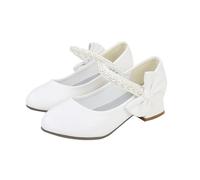 HOT1950s Girls Shoes Solid Color Ankle Strap Casual Mary Jane Strap Sandals Leather High Heels Sandals Pearl Bow Princess Style Temperament Womens Childrens Elegant Dance Shoes