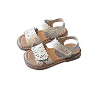 HOT1950s Kids Sandals Girls Leather Comfortable Flat Casual Children's Bow Sandals with Buckle Strap Princess Wide Fit Open Toe Footwear Lightweight Summer Shoes for Birthday