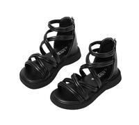 HOT1950s Kids Sandals Girls Open Toe Solid Color Princess Shoes Buckle Zip Up Lightweight Soft Sole Summer Roman Beach Sandals Wide Fit Comfortable Flat Footwear Shoes