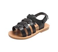 HOT1950s Kids Sandals Girls Open Toe Solid Color Princess Shoes with Buckle Strap Lightweight Soft Sole Summer Roman Beach Sandals Wide Fit Comfortable Flat Footwear Shoes