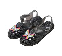 HOT1950s Kids Sparkly Shoes Soft Sole Butterfly Princess Shoes with Buckle Strap Open Toe Breathable Hollow Roman Beach Sandals Casual Outdoor Lightweight Summer Sandals
