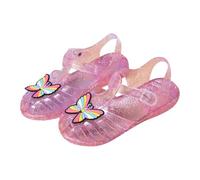 HOT1950s Kids Sparkly Shoes Soft Sole Butterfly Princess Shoes with Buckle Strap Open Toe Breathable Hollow Roman Beach Sandals Casual Outdoor Lightweight Summer Sandals