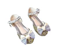 HOT1950s Mary Jane Shoes Leather Casual Children's Bow Soft Sole Sandals Ankle Strap Princess Crystal Pearl Low Heels Shoes Sparkly Cosplay Dance Footwear for Wedding School Party