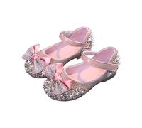 HOT1950s Mary Jane Shoes Leather Casual Children's Bow Soft Sole Sandals Ankle Strap Princess Crystal Pearl Low Heels Shoes Sparkly Cosplay Dance Footwear for Wedding School Party
