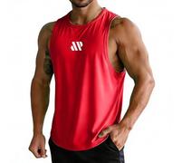 HOT1950s Red Tank Top Men Crew Neck Lightweight Mesh Casual Tank Top Sleeveless Plus Size Tshirt Sports Vest Tops Running Top Summer Muscle Shirt for Workout Training Activities Size XXL