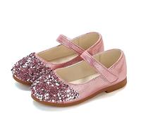 HOT1950s Sparkly Shoes for Kids Princess Flat Crystal Leather Mary Jane Strap Sandals Ankle Strap Comfortable Footwear Sequin Party Wedding Birthday Dress Cosplay Shoes for Toddlers Kids