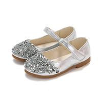 HOT1950s Sparkly Shoes for Kids Princess Flat Crystal Leather Mary Jane Strap Sandals Ankle Strap Comfortable Footwear Sequin Party Wedding Birthday Dress Cosplay Shoes for Toddlers Kids