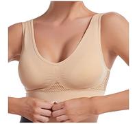 HOT1950s Sport Bras for Women UK Non Wired Bras for Women Minimizer Large Busts Padded Plus Size UK Everyday Sports Push Up Pull On Khaki