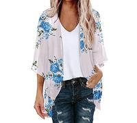 HOT1950s Sun Projection Floral Jacket Women's Chiffon Cardigan Womens Summer Shawls And Wraps Shrugs Women Sweater Jacket Short Printed Women Mesh Long Sleeve Shawl Ladies Capes Loose Shawl