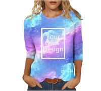 HOT1950s Womens T Shirts Loose Fit Customised Personalised Printed Sweatshirts Pullover Create Your Own Design with Text Photo Image Logo Customised Long Sleeve Crew Neck Top