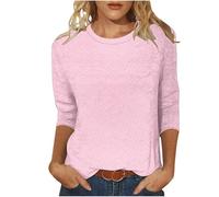 HOT1950s Women's Tops Palace Lock Round Neck 3/4 Sleeve T-Shirts for Women UK Solid Color Tunic Tops Elegant Blouse Comfortable Loose Casual Trendy Blouses Work Office