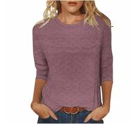 HOT1950s Women's Tops Palace Lock Round Neck 3/4 Sleeve T-Shirts for Women UK Solid Color Tunic Tops Elegant Blouse Comfortable Loose Casual Trendy Blouses Work Office