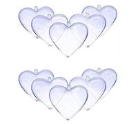 Hotaden 10PCS Christmas Trees Transparent Open Plastic Clear Acrylic Heart-shaped Fillable Ball Ornament Gift Present Box Decoration