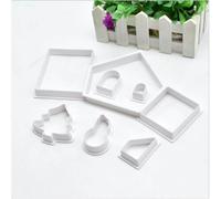 Hotaden 8pcs Plastic Cookie Cutter Set 3d Christmas Gingerbread House Mould Biscuit Mold Pastry Cake Stamp Baking Tools