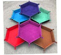Hotaden Hexagonal PU Leather Foldable Dice Tray, 18 * 18cm, Decorative Storage Box Tray for Table Games, Desktop Desk Coffee Hotel