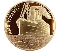 Hotaden Titanic Ship Coin - Gold Plated Ornament, 40mm, Romantic Occasion Collectible Gift for Home Decoration