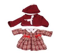 Hotainoys 1 Set 18 Inch Doll Clothes, Winter Outfit Doll Clothes Includes A Red Beret, A Red Cardigan, Plaid Dress Baby for 18 inch Girl Accessories