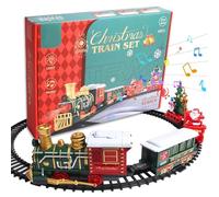 Hotainoys 14Pcs Electric Train Set for Kids Light & Sounds Simulated Christmas Train with 4 Carriages Classical Christmas Sets with Tracks for Boys & Girls, Electric Set