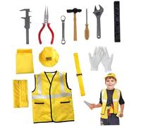 Hotainoys 6Pcs Construction Worker Costume Kids, Soft & Comfortable Toddler Construction Worker Costume, Lightweight Polyester Builder Kids, Carpenter Role Play Set for Builder