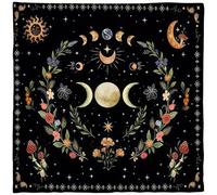 Hotainoys Altar Cloth, Moon Phase Flower Astrology Tarot Cloth, Flannel Divination Tarot for Reading, 29.53x29.53 Inch Square Card for Witchcraft Accessories