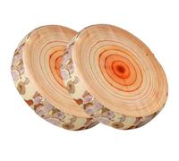 Hotainoys Log Pillow 2Pcs 15x15x3 Inch Wood Slice Round Throw Pillows with Sponge, Removable Stuffed Plush Floor Cushion with Zipper for Home, Hotel, Camping Tent Floor Pillow
